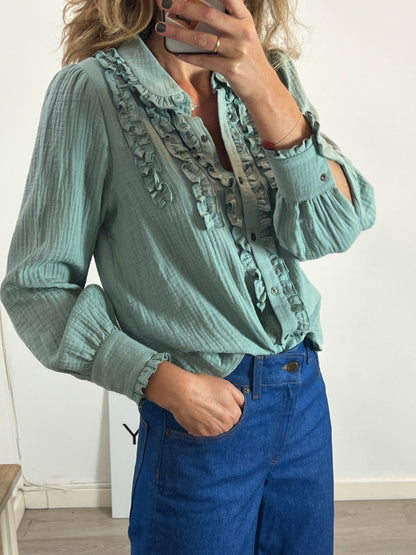 MAGNOLYA. Baby blue collar blouse S.1(s)