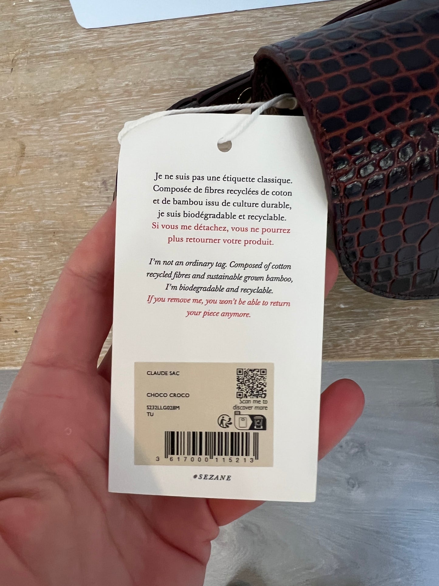 SEZANE. Bolso burdeos cocodrilo