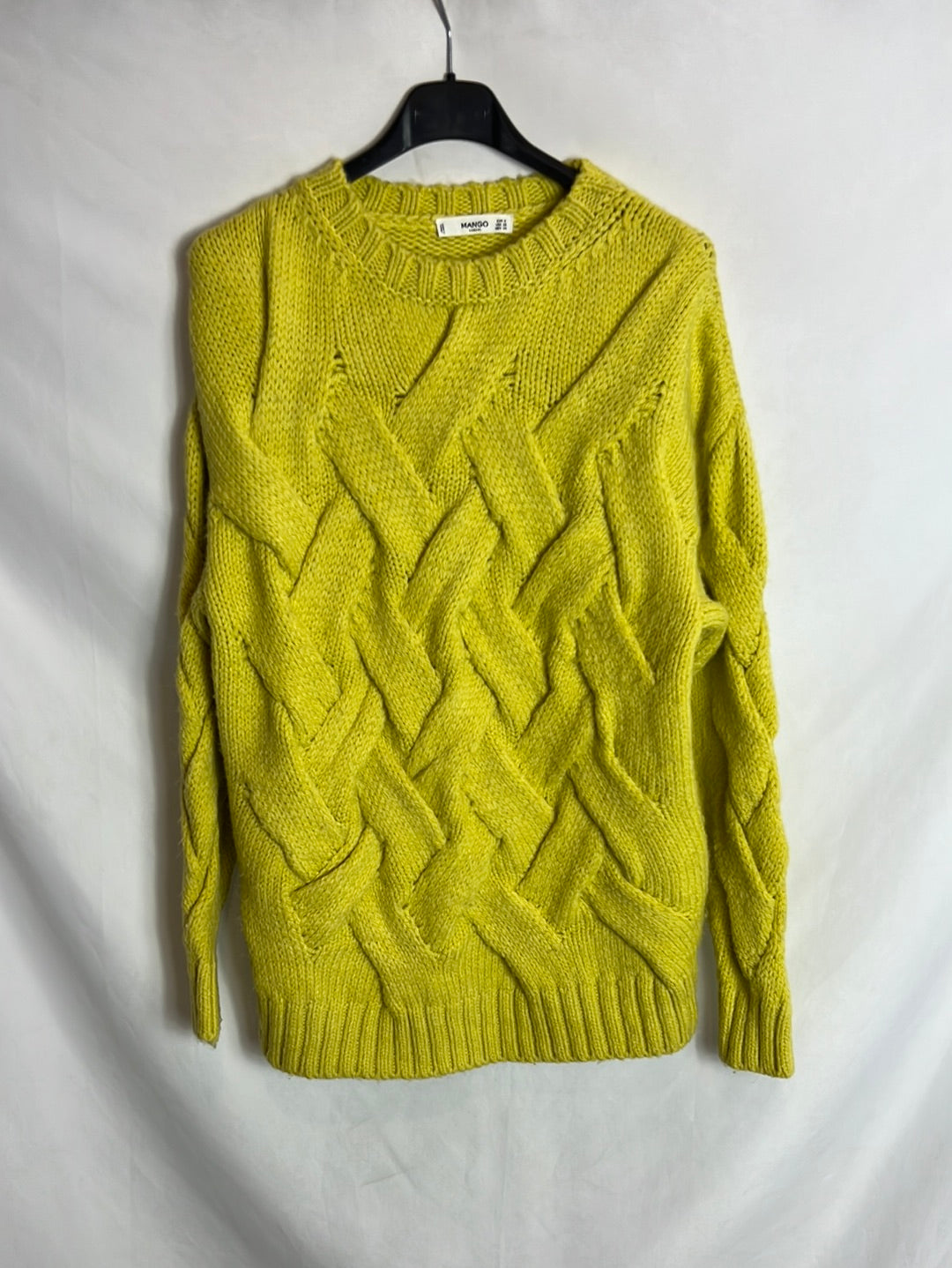 MANGO. Jersey trenzado amarillo. T S