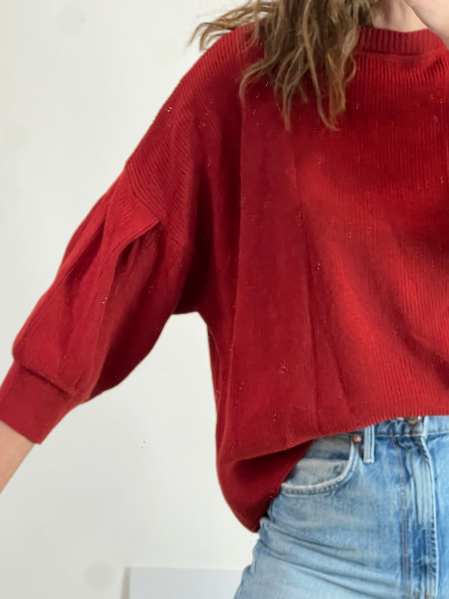 EMES. Reddish wool sweater with sleeve detail S.2(M)