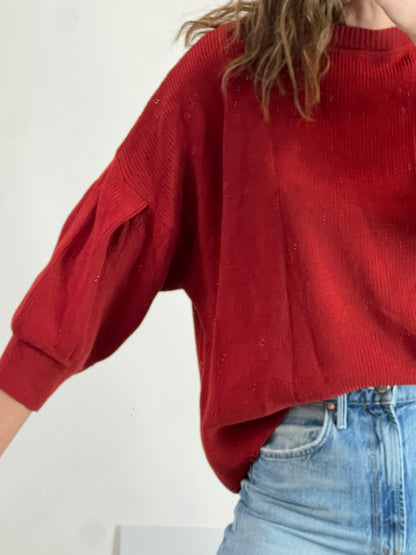 EMES. Reddish wool sweater with sleeve detail S.2(M)