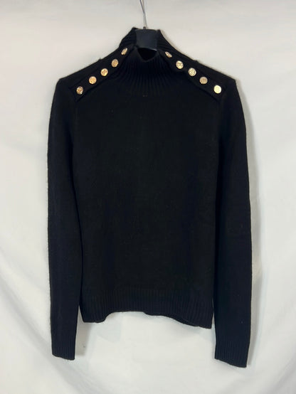 MAJE. Jersey negro cashmere botones. T 1(S)