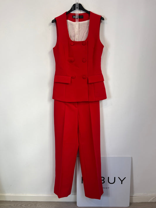 ZARA. Total red vest and trousers look S/S