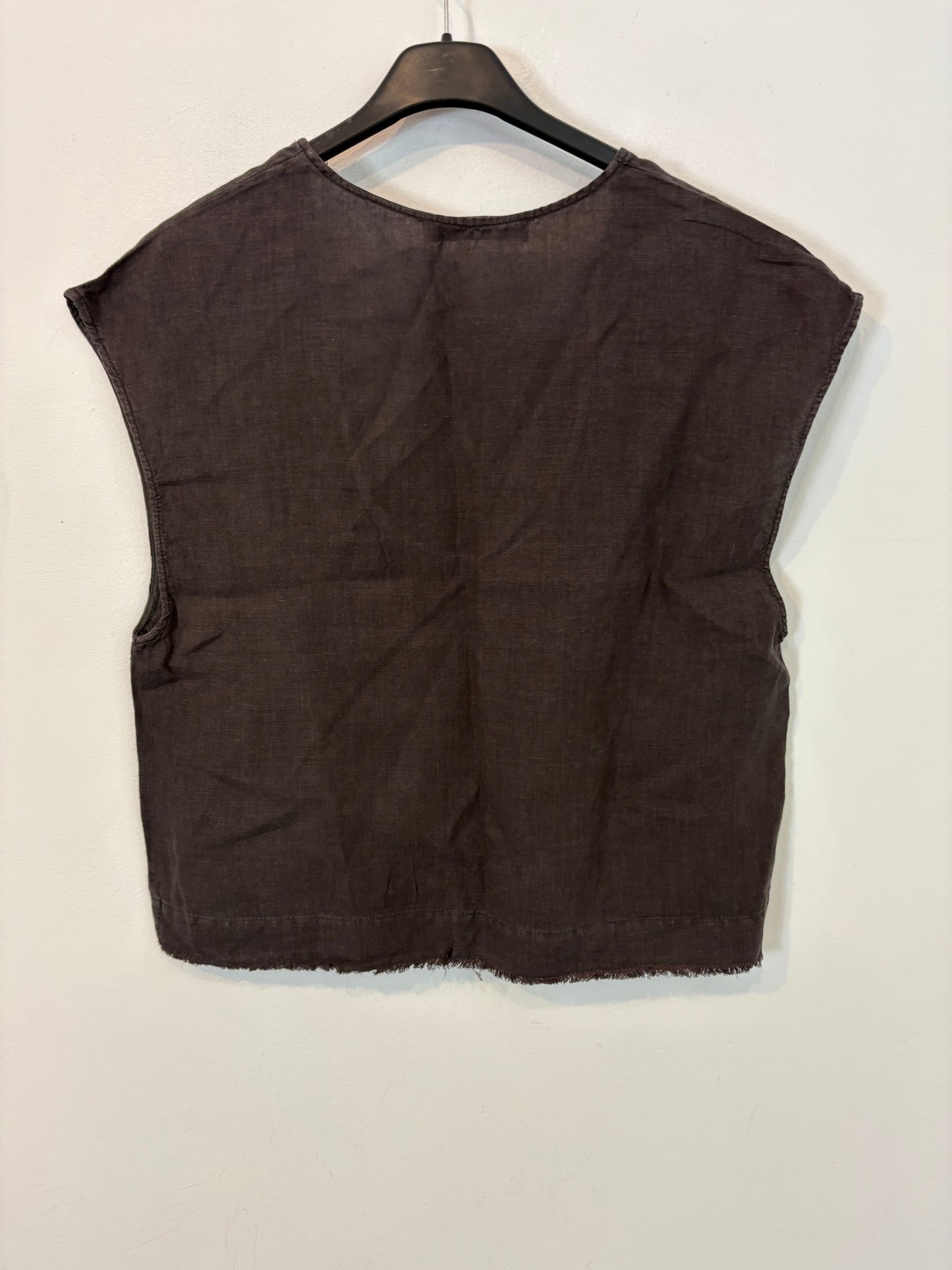 ZARA. Top gris lino. T XS