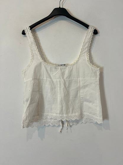 ZARA. Top blanco troquelado T.s