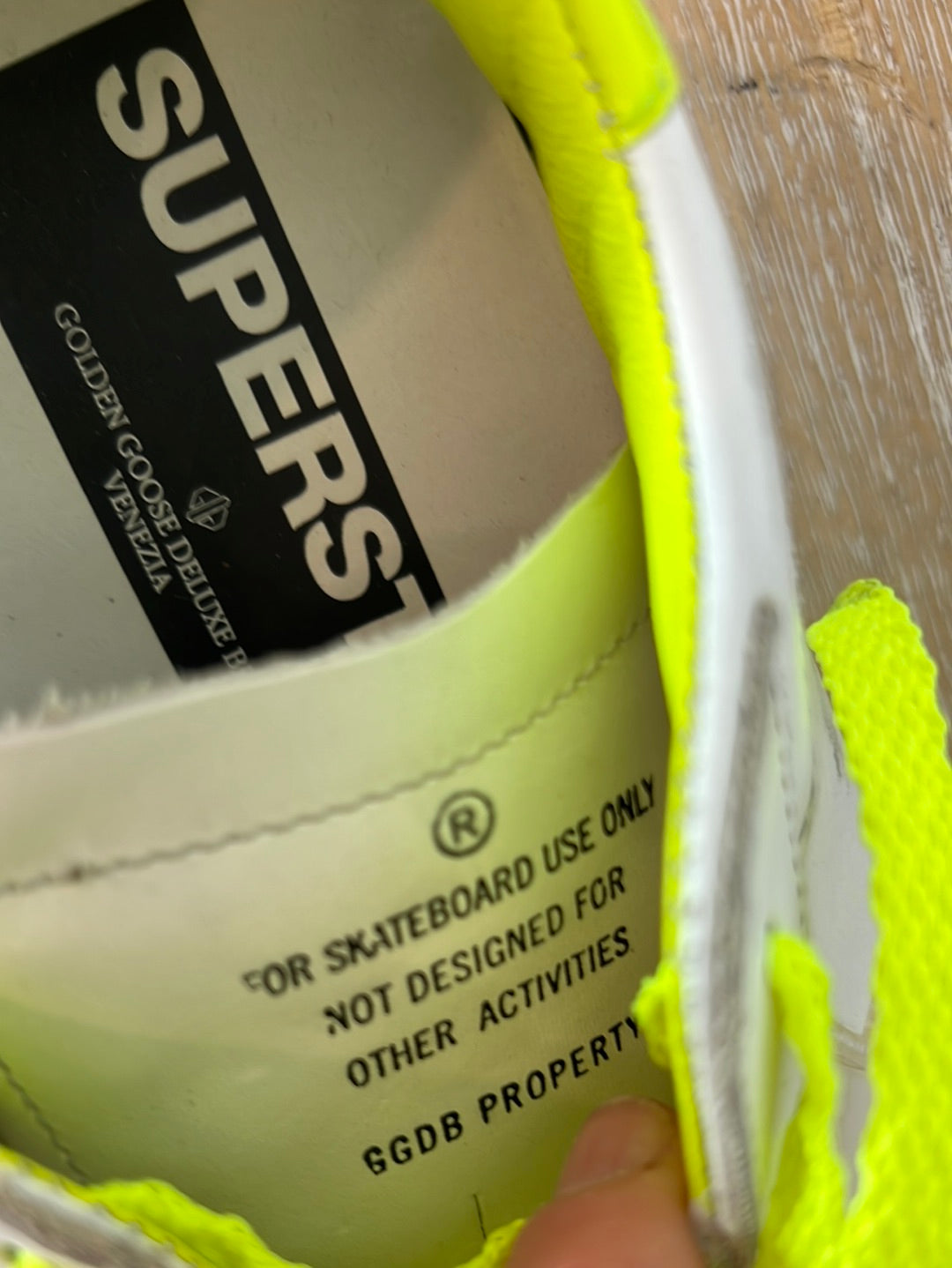 GOLDEN GOOSE. White and fluorescent leather sneakers. Size 39