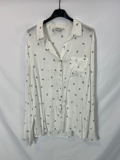 FOREVER 21. Camisa blanca mariquitas. T L