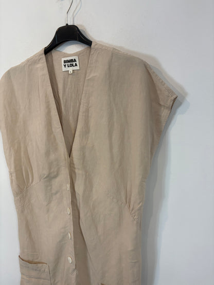 BIMBA Y LOLA. Beige linen jumpsuit. TS