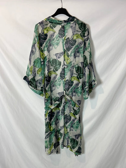LEFTIES. Kimono flores semitransparente. T M