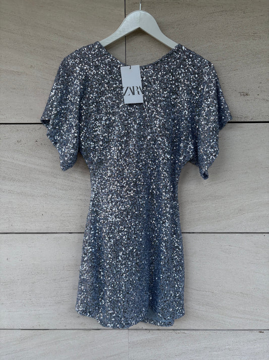 ZARA. Vestido corto lentejuelas espalda