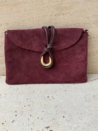 Cartera de mano piel burdeos