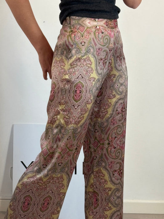ETRO. Pantalón estampado seda. T. 42 (M)
