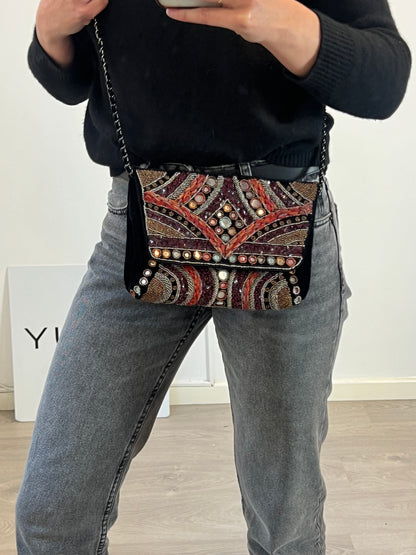 ZARA. Velvet and beaded bag