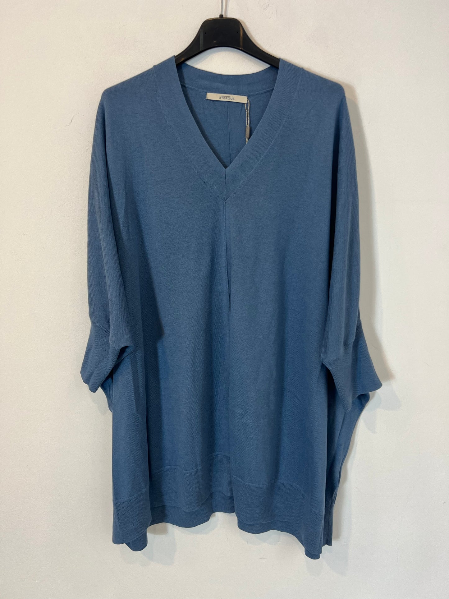 UTERQÜE. Top azul algodón y seda. T M