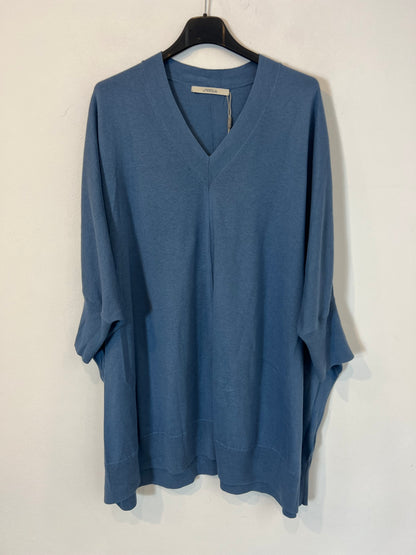 UTERQÜE. Top azul algodón y seda. T M