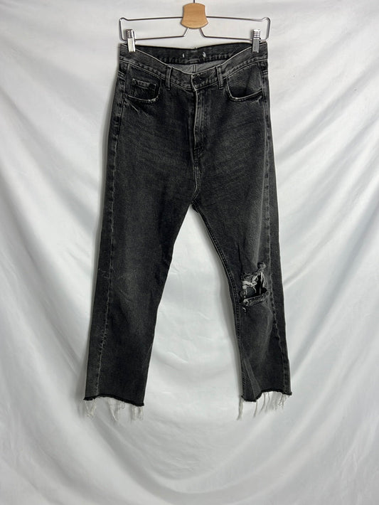 OTHER. Ripped black denim with embroidered pockets. Size 38