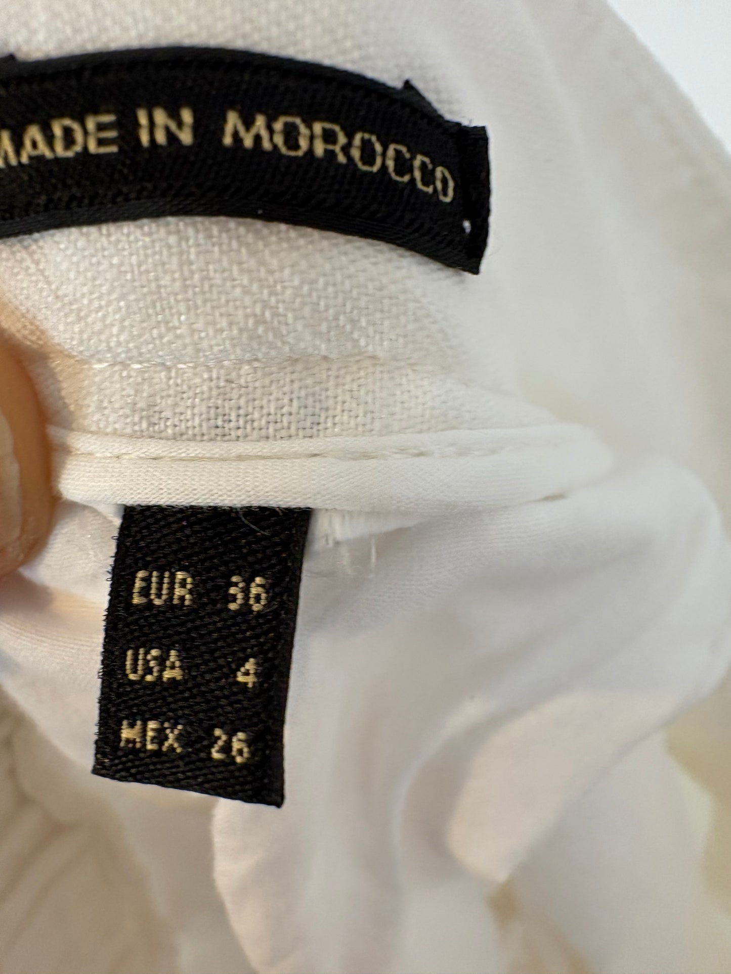 MASSIMO DUTTI. Pantalón lino blanco