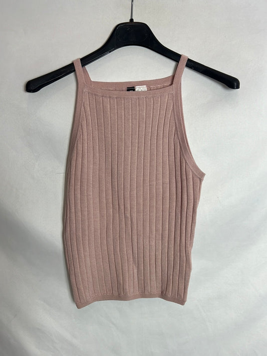 H&M. Top rosa canalé T.xs