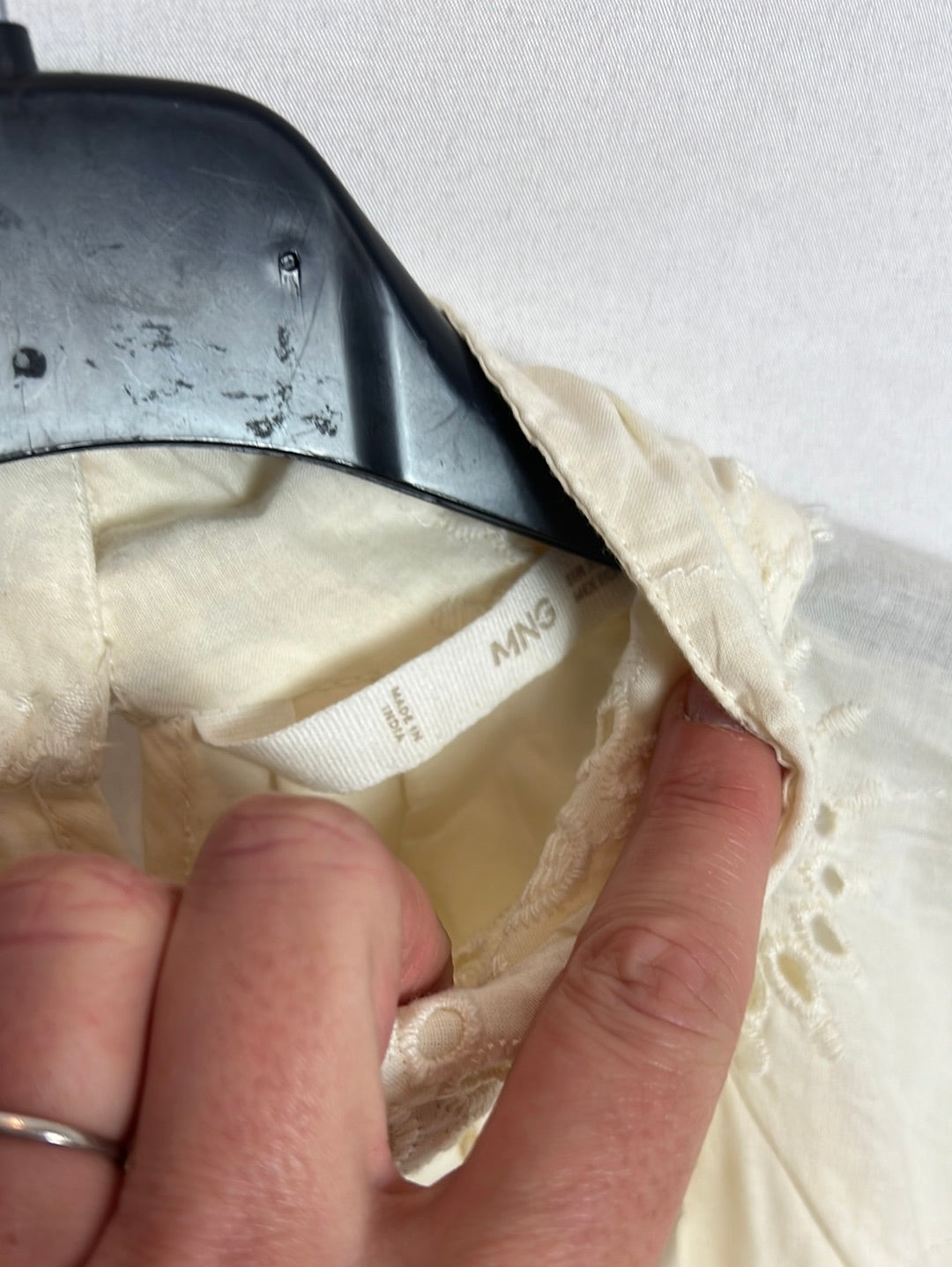 MANGO. Beige die-cut dress S.xs