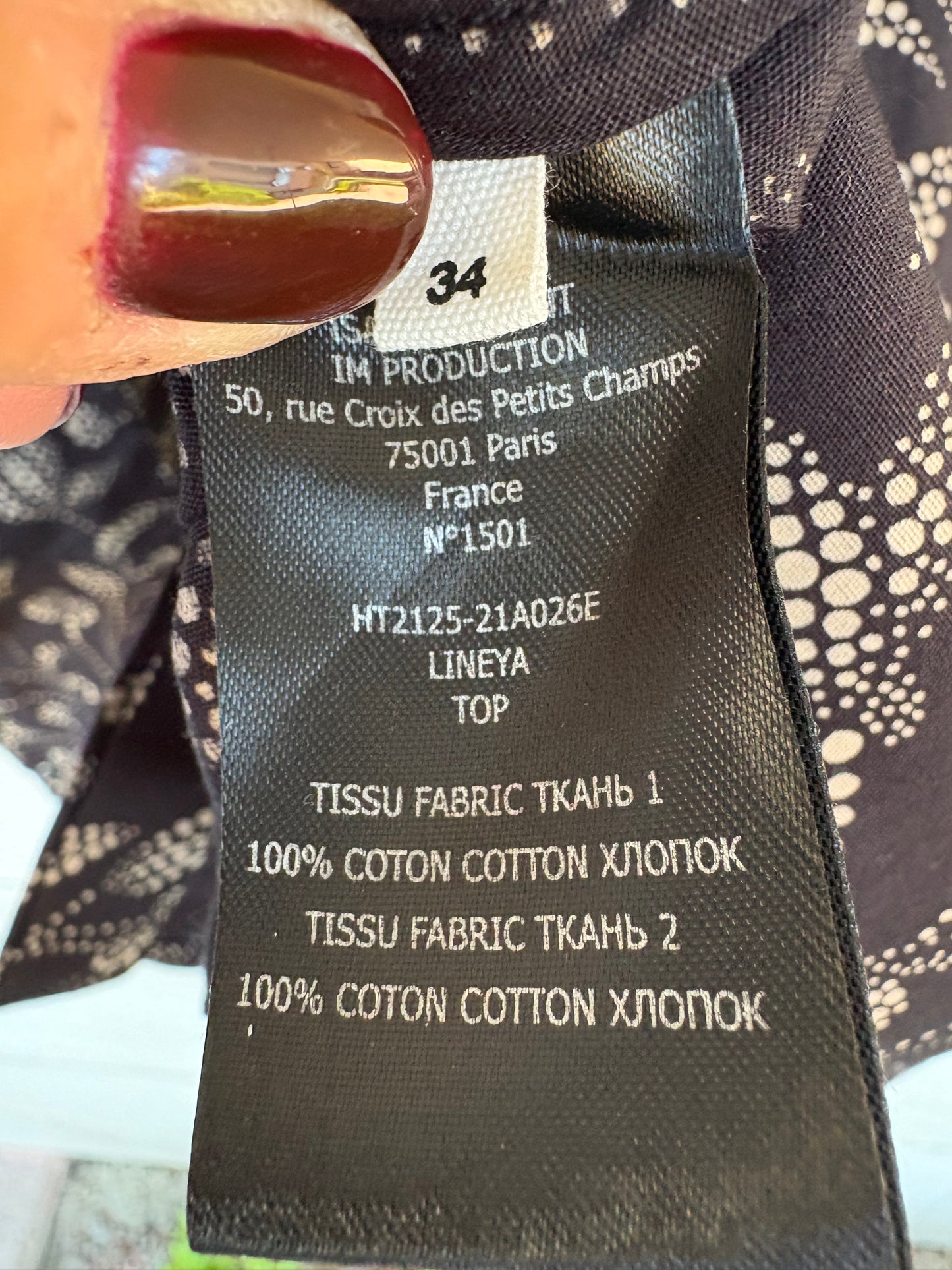 ISABEL MARANT ETOILÉ. Blusa negra estampada T.34