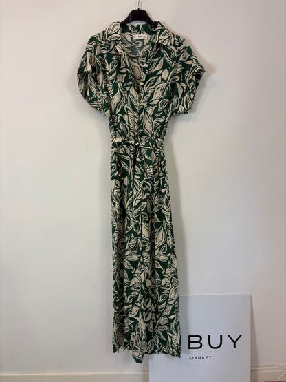 MANGO. Green printed long jumpsuit. TS