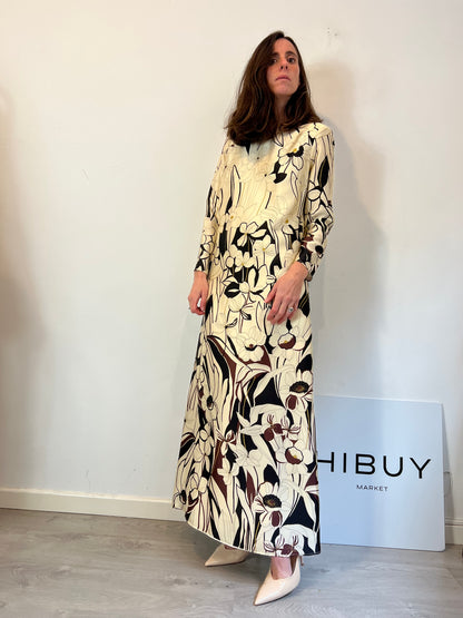 MIRTO. Long dress with printed shoulder pads. Size 36
