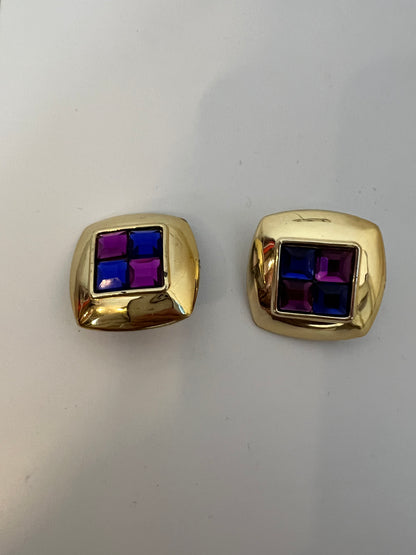 OTHERS. Two-tone square earring