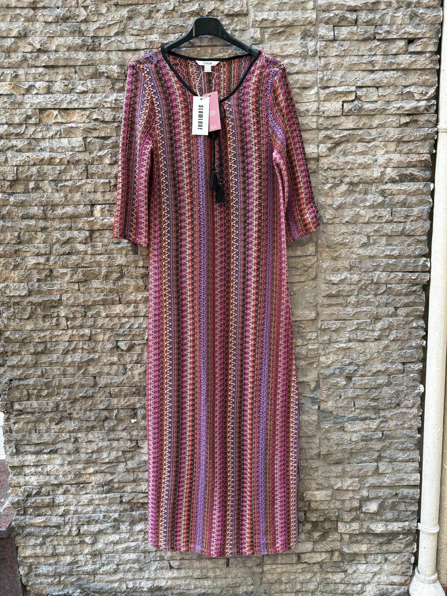 SLOWLOVE. Vestido colores troquelado T.34