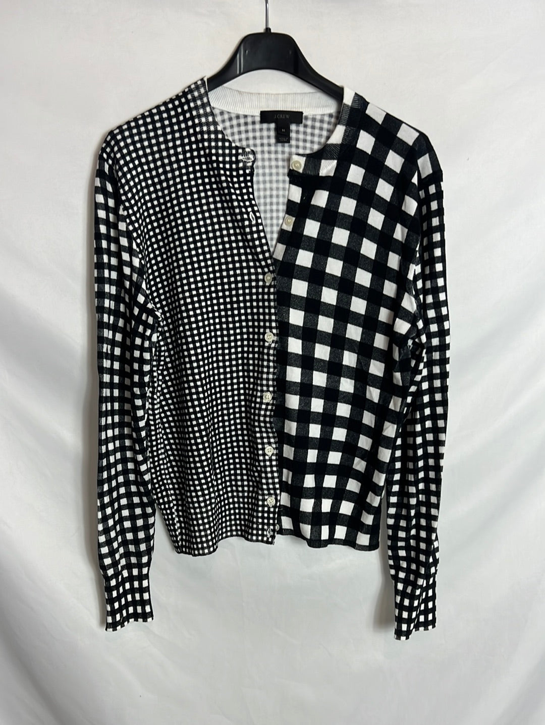 J. CREW. Black and white plaid cardigan. TM