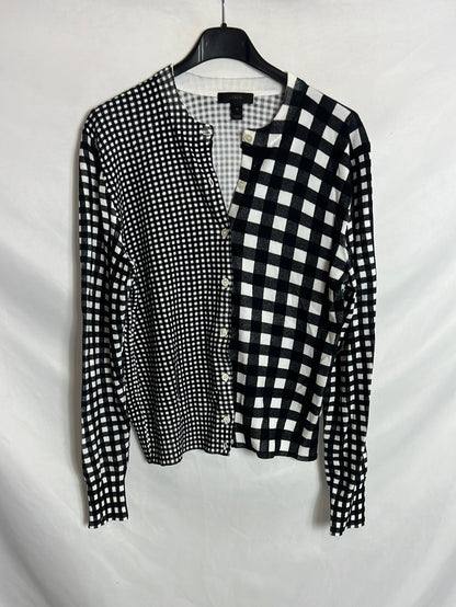 J. CREW. Black and white plaid cardigan. TM
