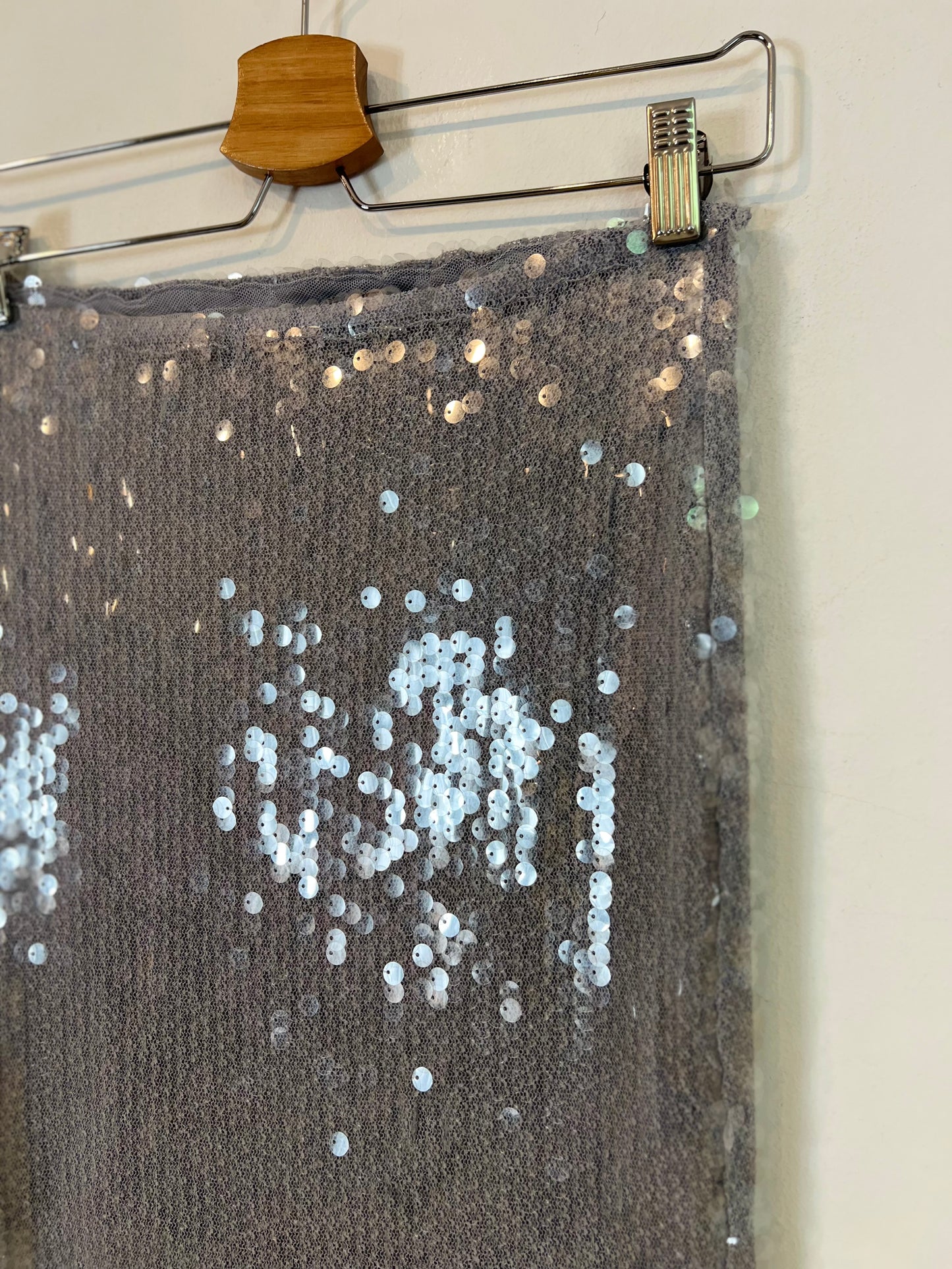 ZARA. falda lentejuelas azul grisaceo T.s