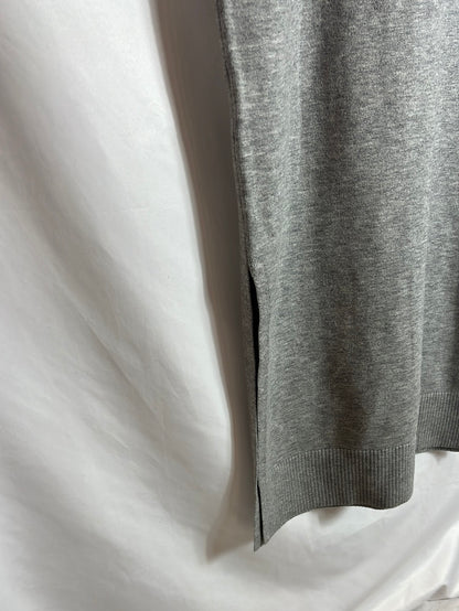 MANGI. Vestido midi gris punto apertura. T XS