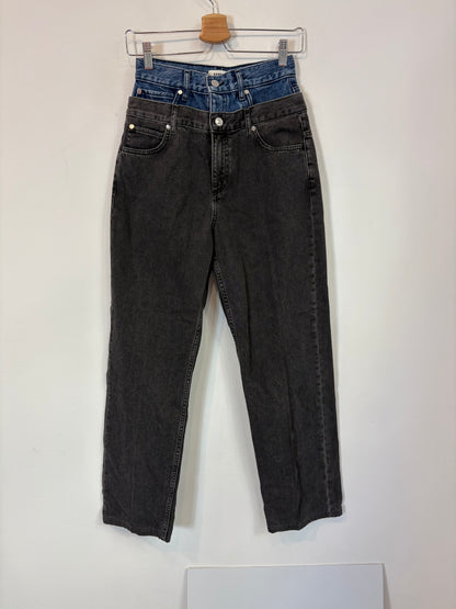 SANDRO. Denim recto doble cintura. T 36