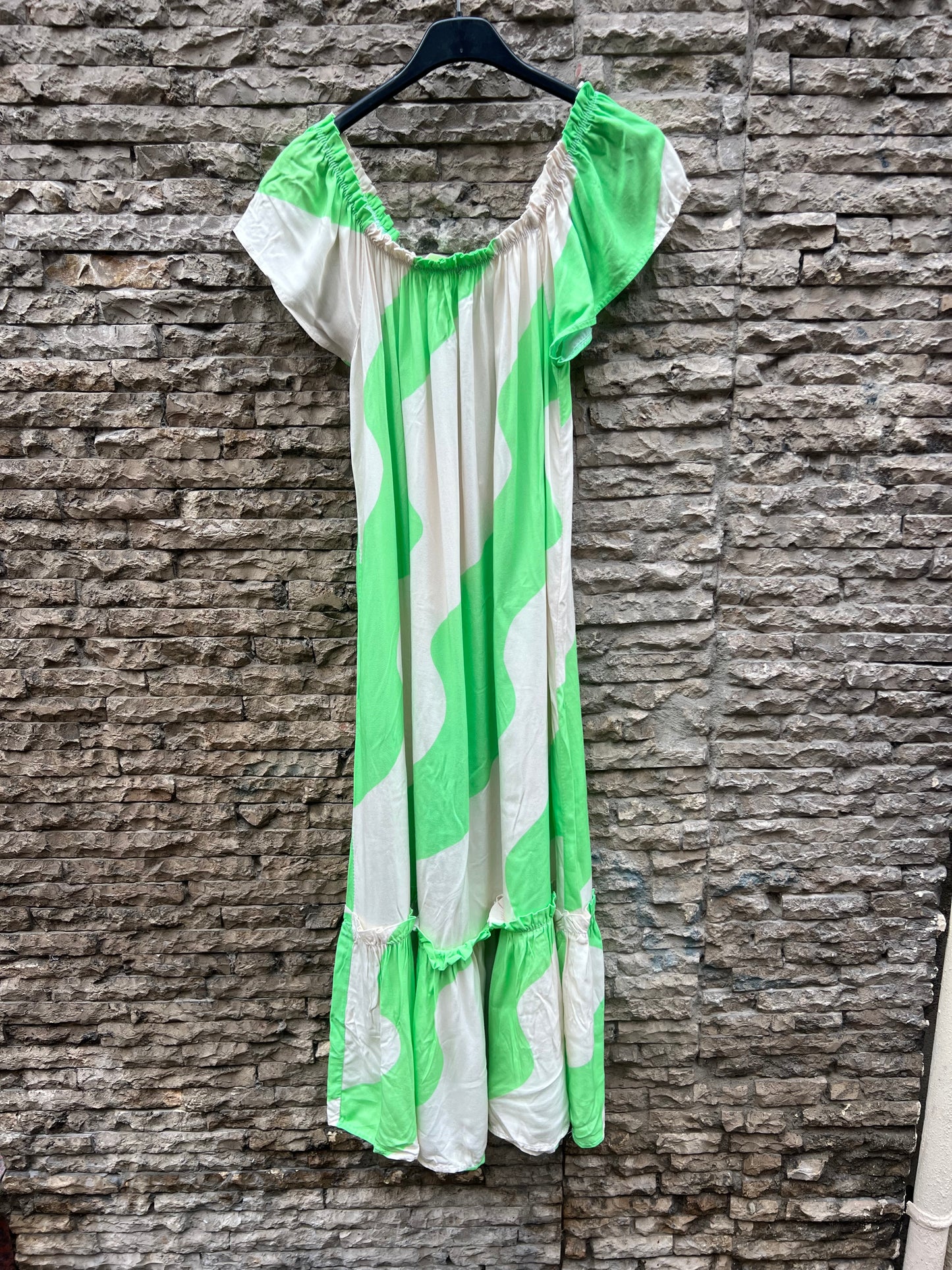 OTRAS. Vestido midi cuello elástico. T S