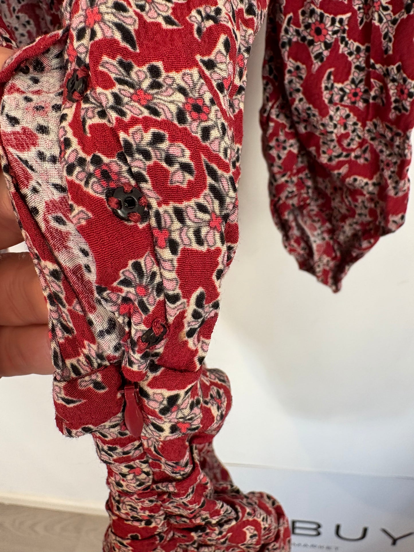 BA&SH. Vestido estampado fruncidos