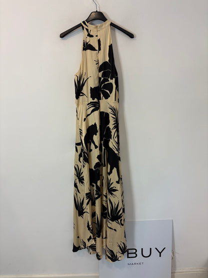 MASSIMO DUTTI. Vestido midi halter estampado