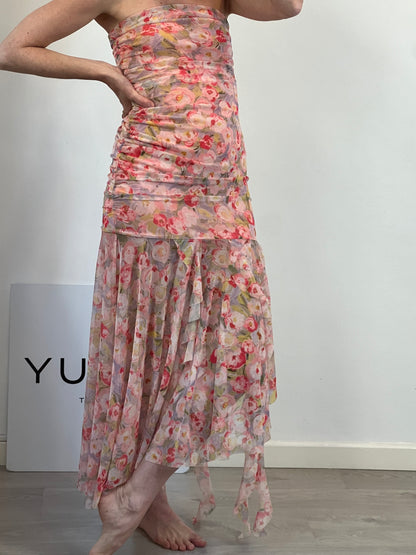 ZARA. Vestido flores tull T.m