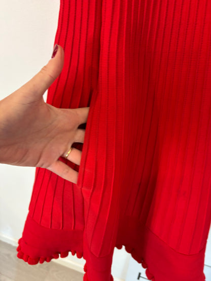 MAJE. Vestido rojo punto canalé