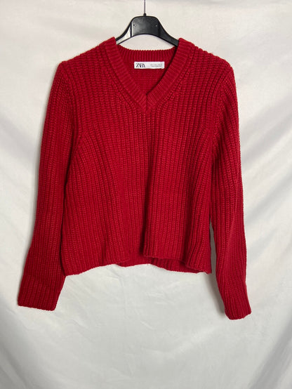 ZARA. Jersey rojo punto T.S