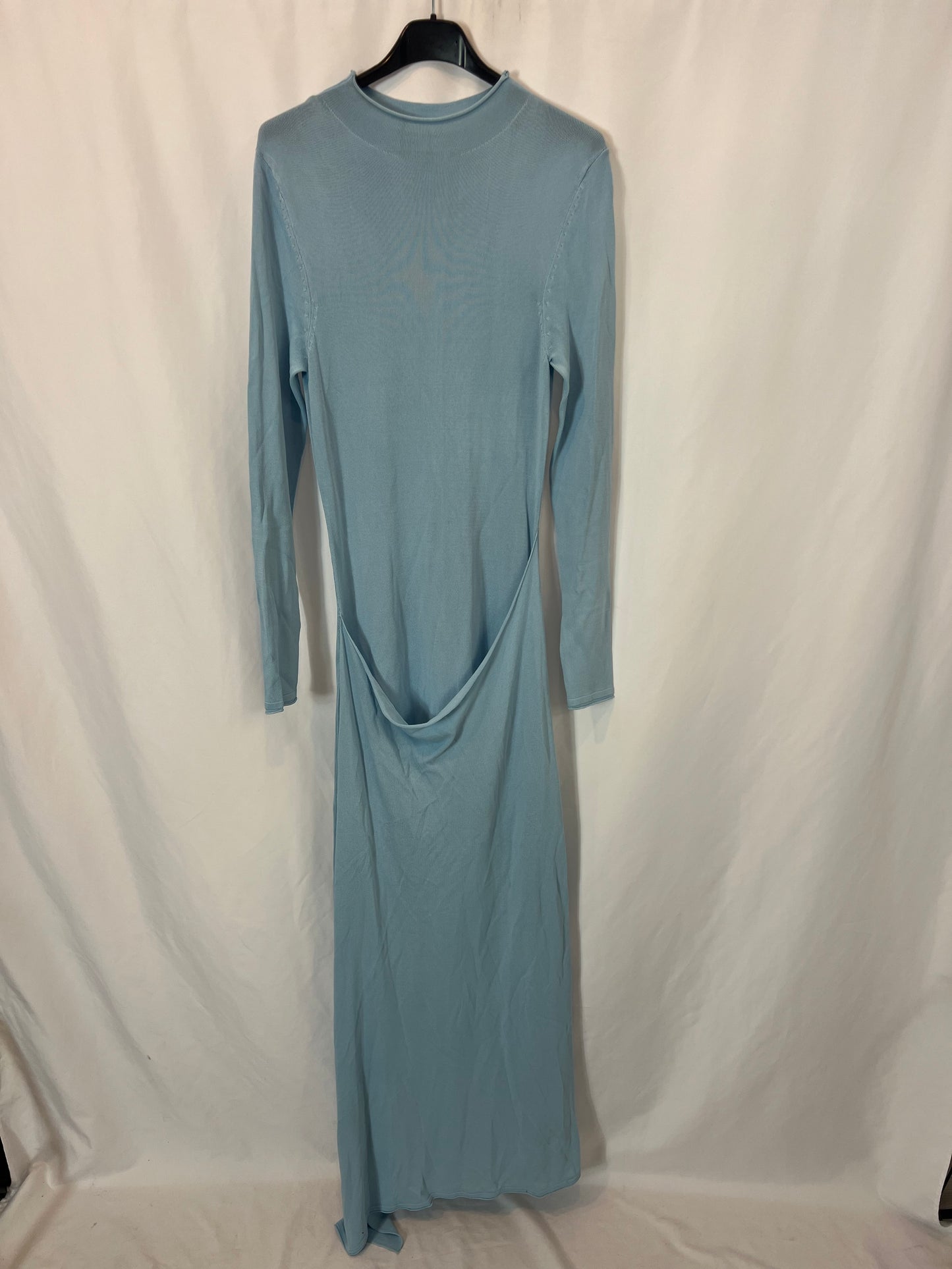 light blue knit dress zara Zara - Ruffled Pointelle Knit Dress - Blue