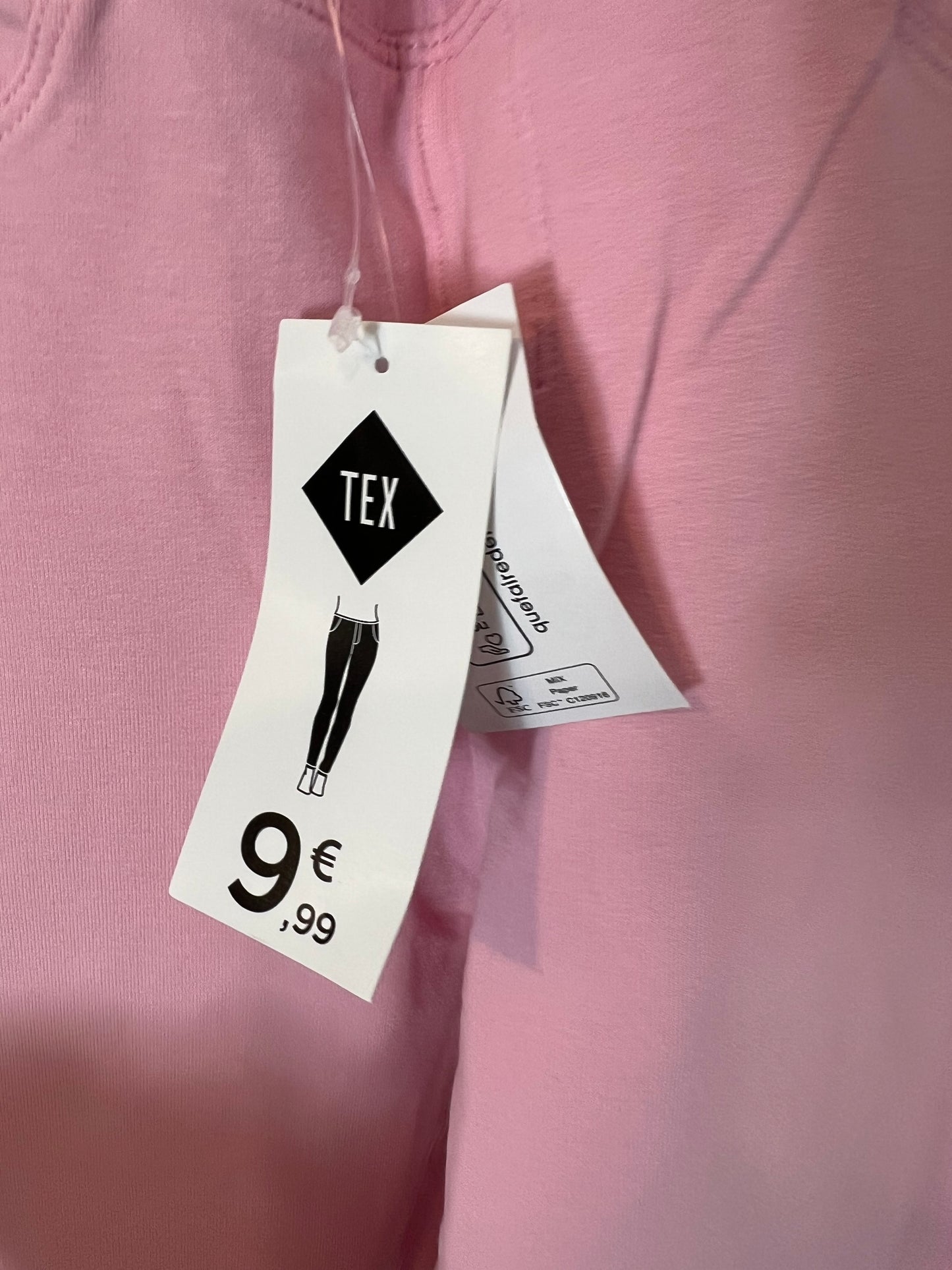 TEX. Jegging rosa claro elástico. T 7-8 años