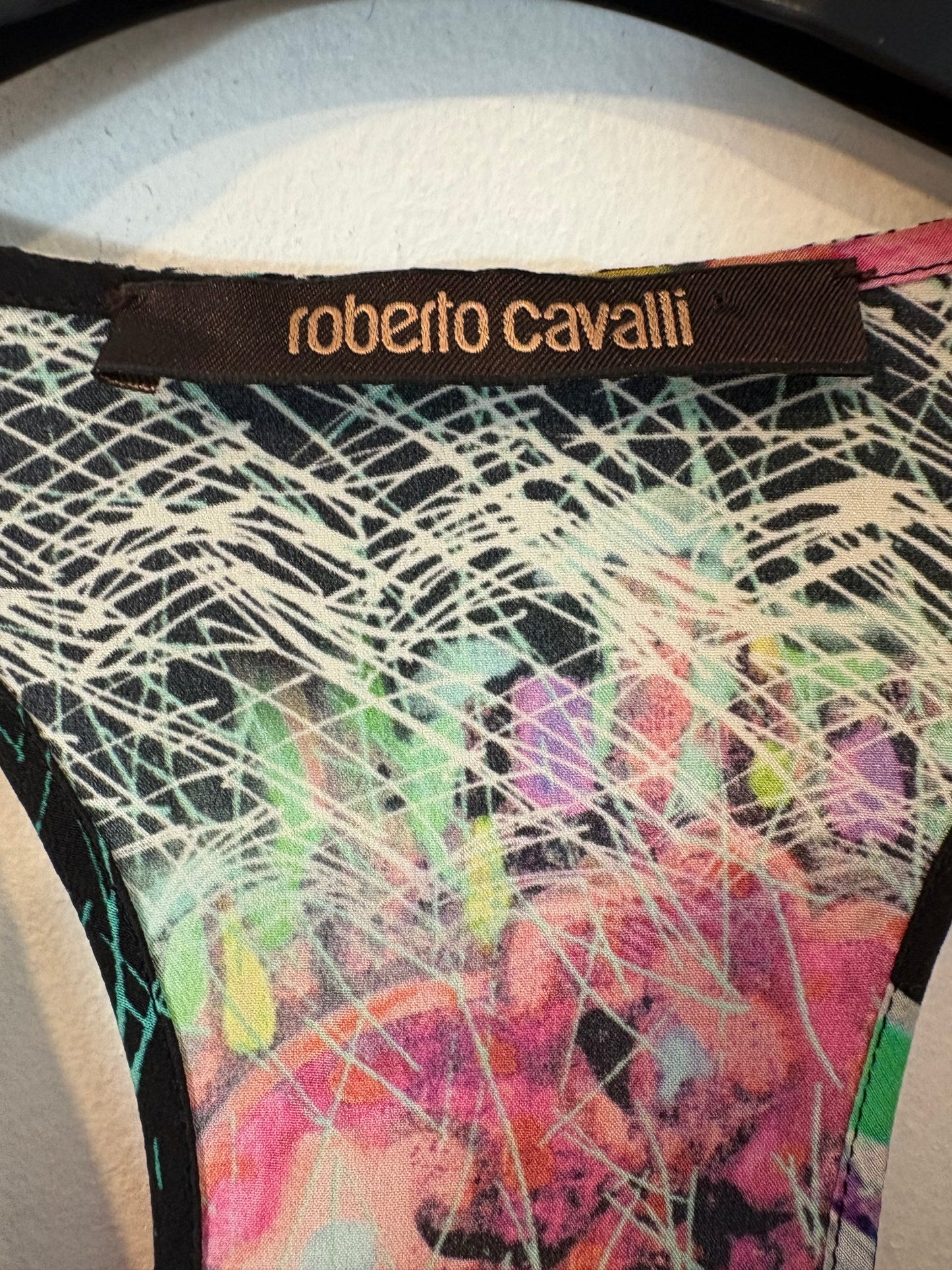 ROBERTO CAVALLI. Top seda estampado. T M