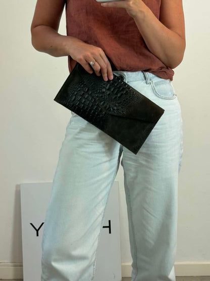 Bolso/ cartera de mano piel marrón