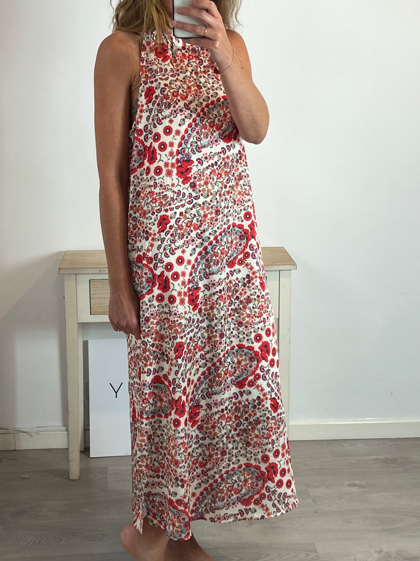 ENCUENTRO. Vestido beige flores T.L/XL