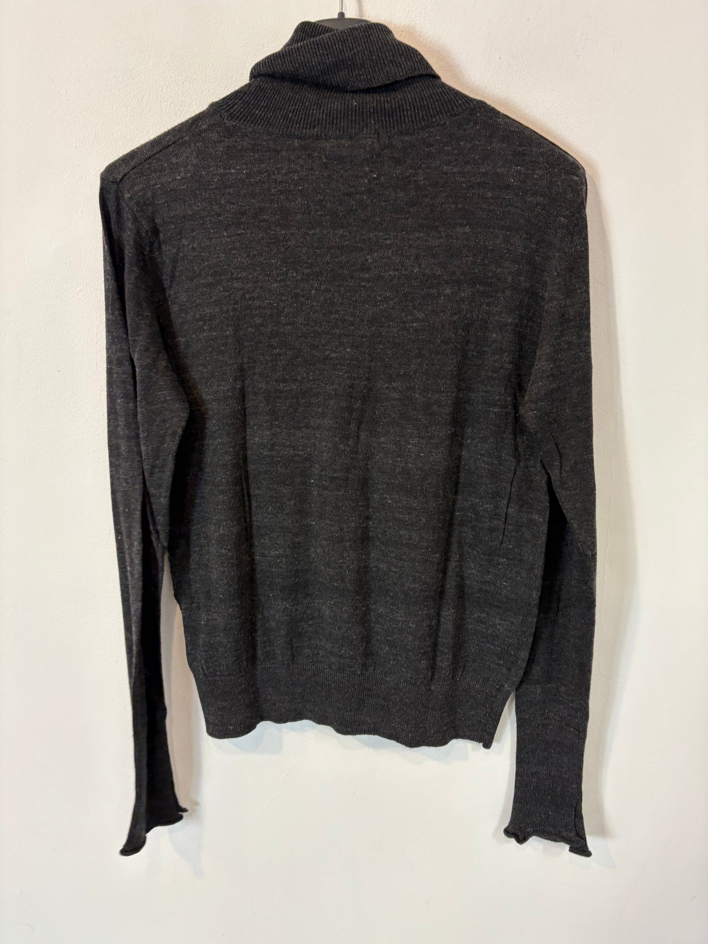 ZARA. Jersey gris jaspeado cuello vuelto