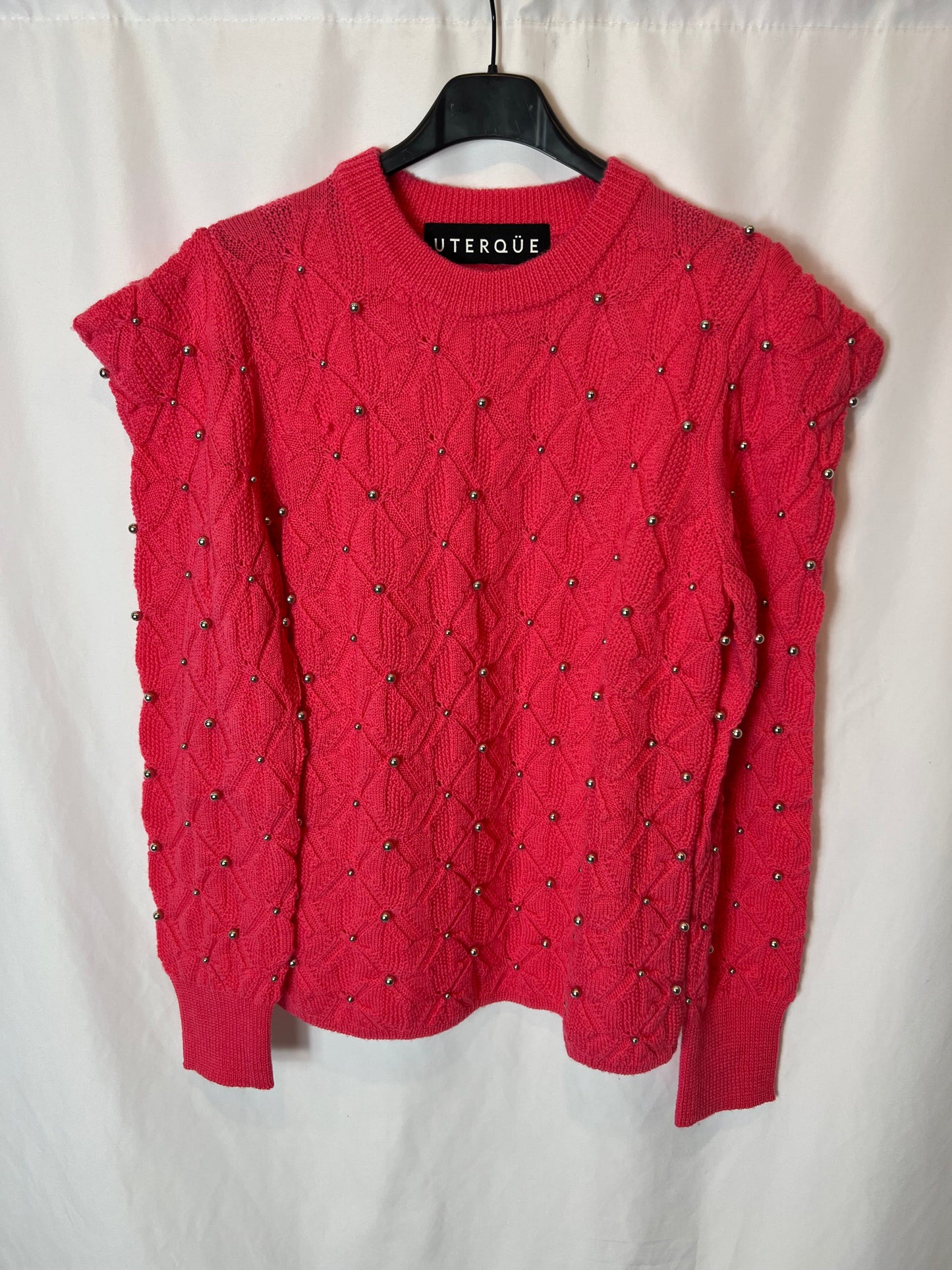 UTERQÜE. Jersey rosa perlas plateadas T.s