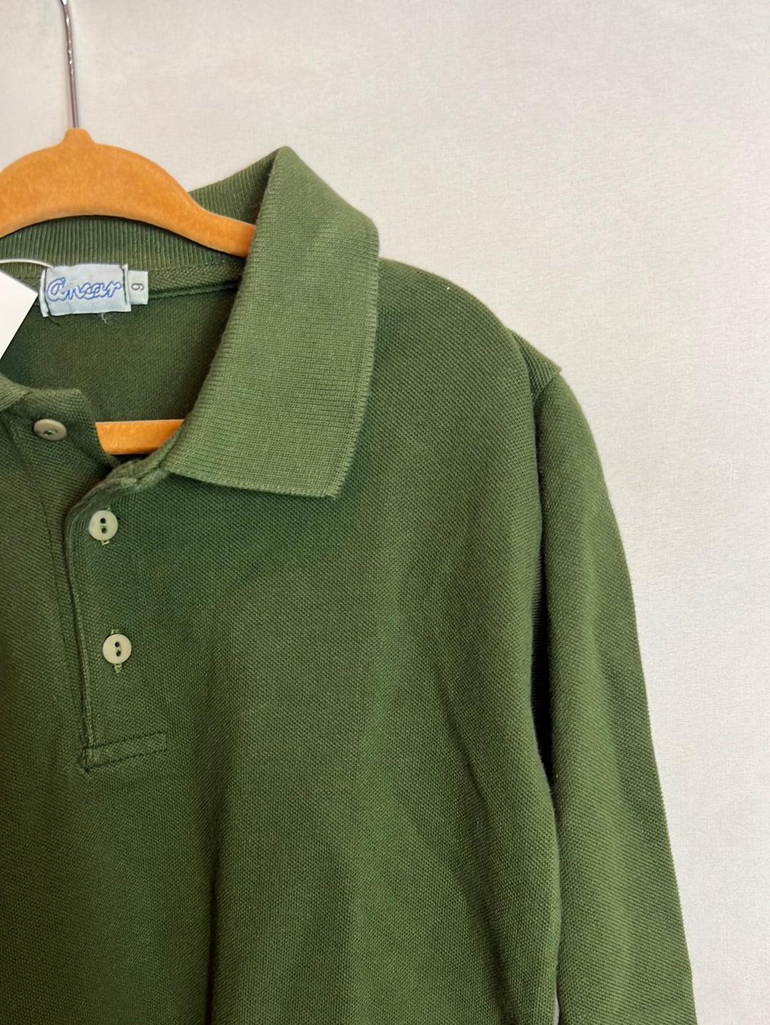 ANCAR. Classic long-sleeved hunting green polo shirt