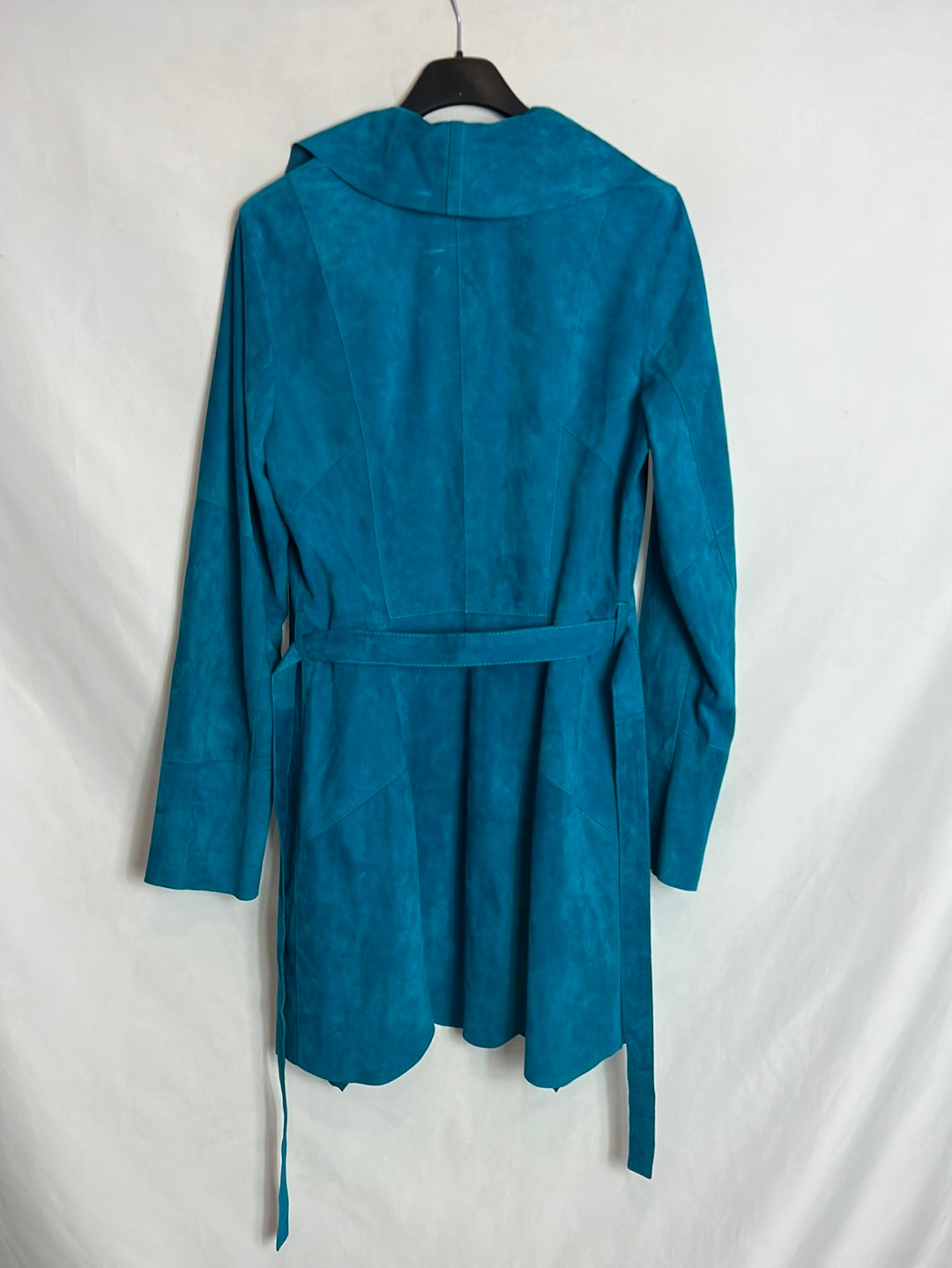 JUST CAVALLI. Chaqueta  turquesa piel fluida. T 38