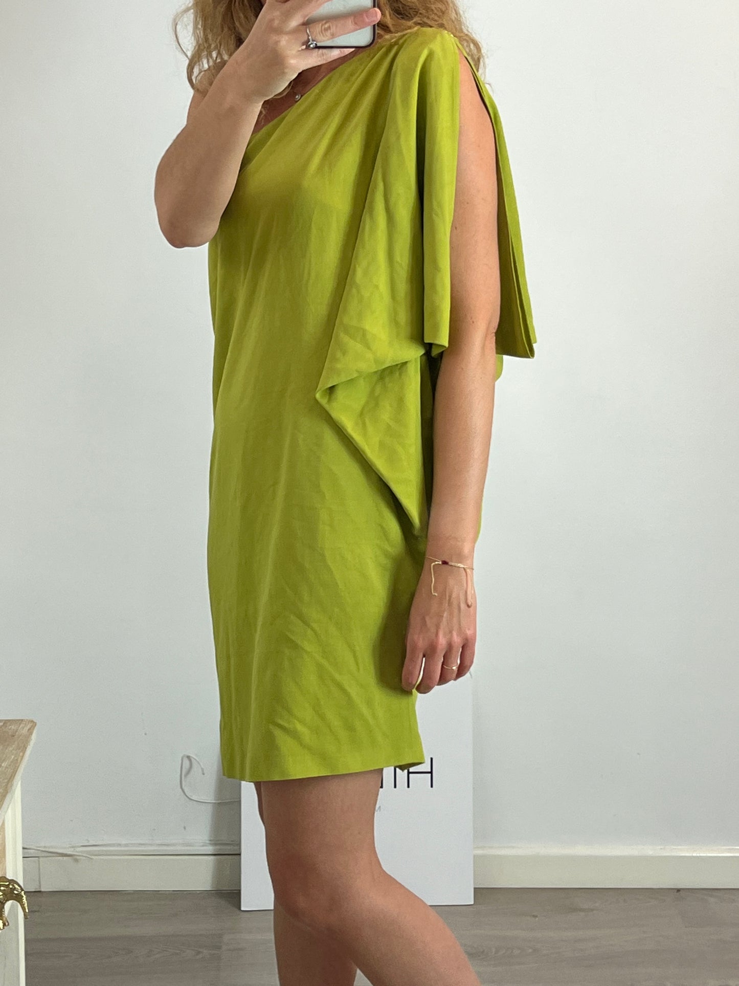 FENDI. Asymmetrical green dress. Size 40