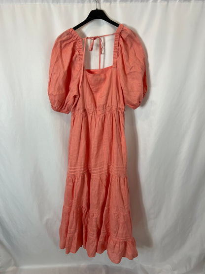 FOREVER NEW. Pink linen ruffle dress. T 36